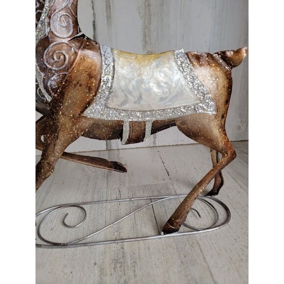 Pier 1 ? Metal glitter reindeer Xmas home decor unique deer buck figure - Picture 4 of 10